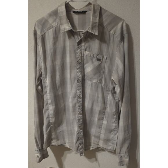 Arc’teryx Long Sleeve Button Up Shirt Mens Lg Gray Plaid Design Outdoor Hiking - Picture 1 of 10